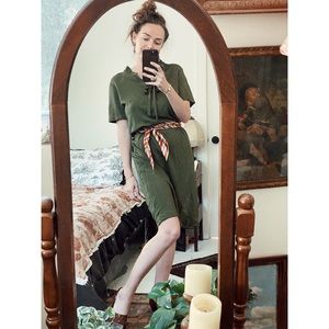 50s/60s Olive Green Shift Dress- 8/10